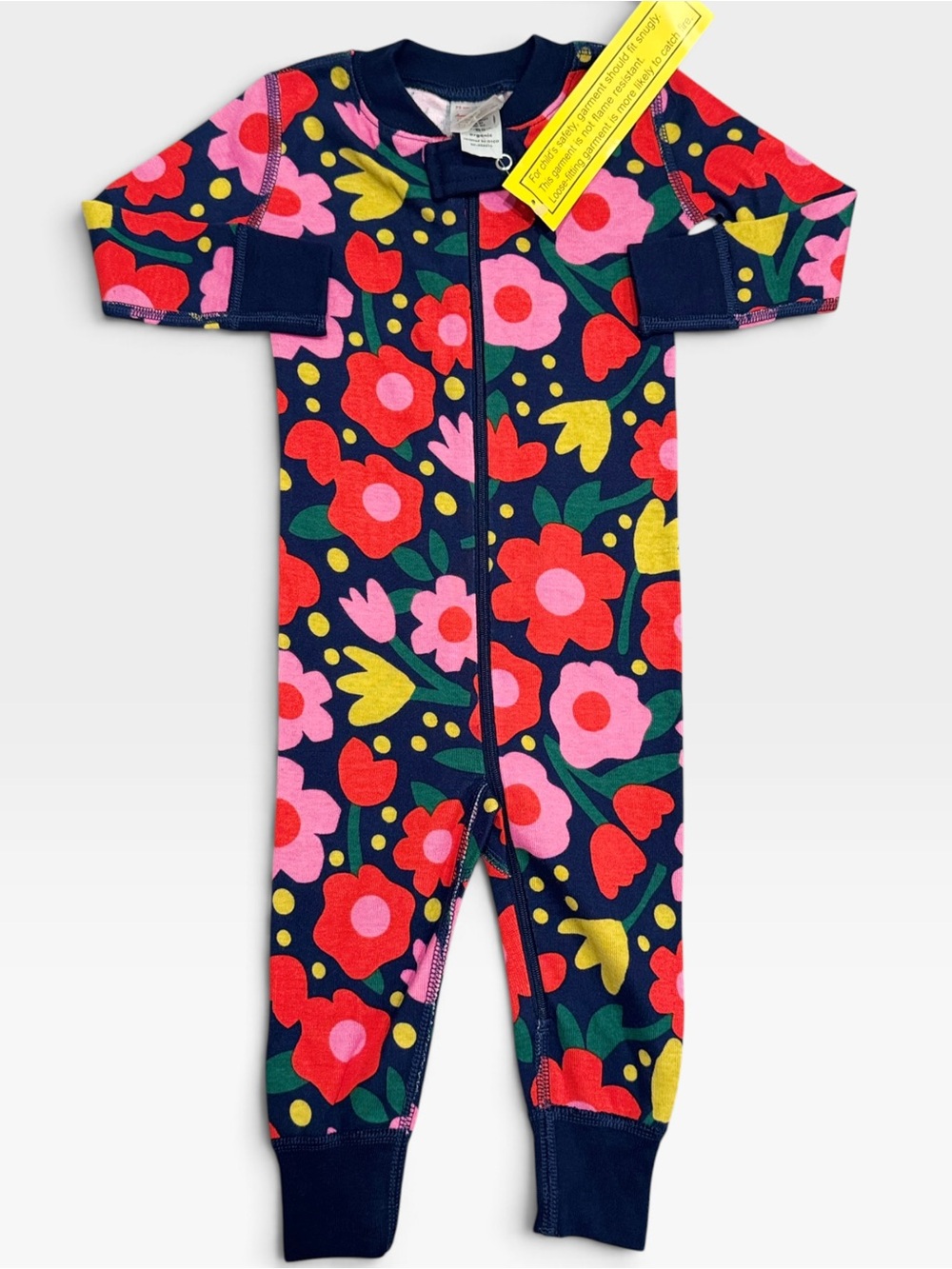 NWT Hanna Andersson Navy Floral Zip Sleeper 12-18M Baby Girl Organic Cotton